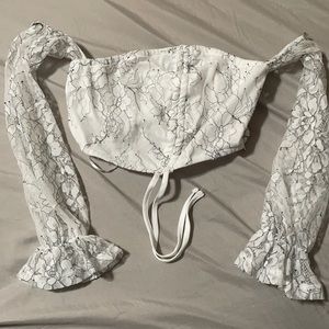 off the shoulder white lacy crop top